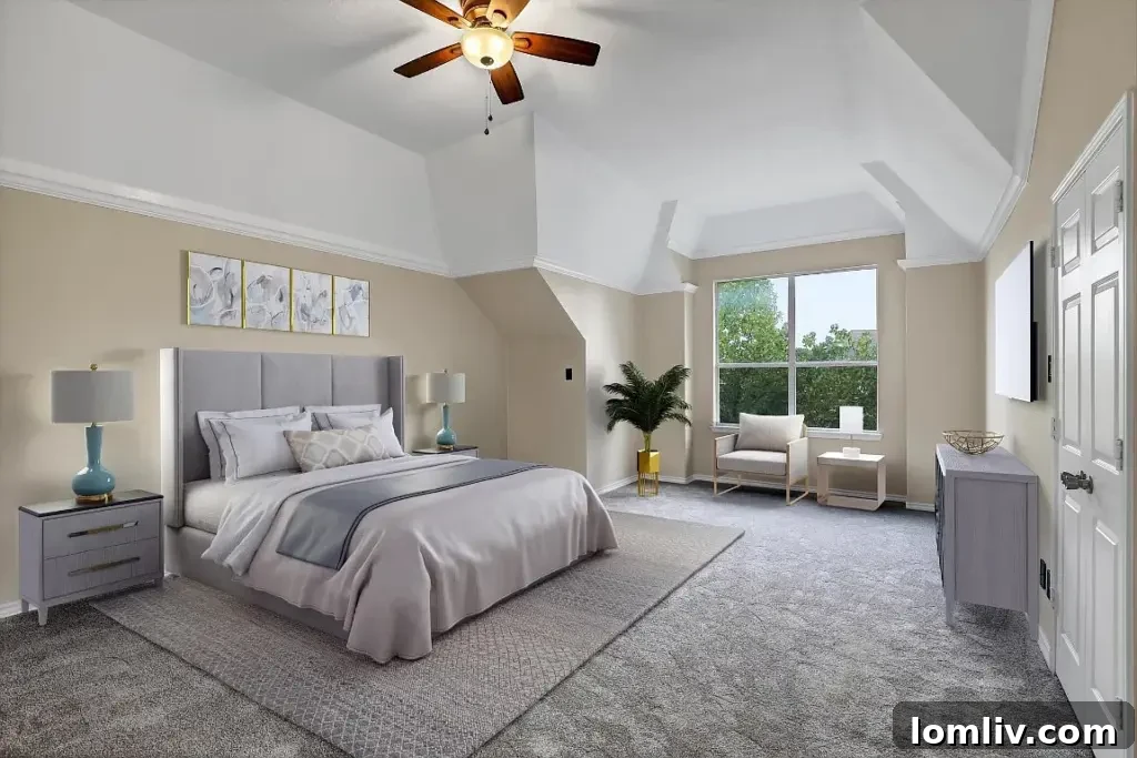 Inviting master bedroom with bay windows at 935 Crown Court, Highland Shores