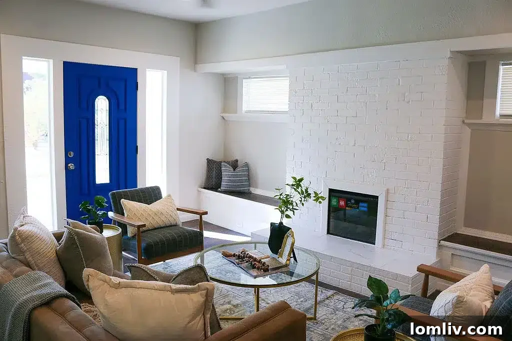 Living Room with Decorative Fireplace