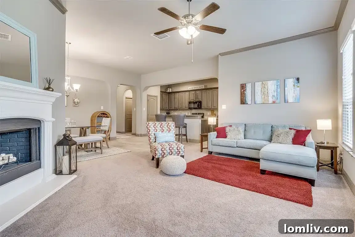 Living Area with High Ceilings