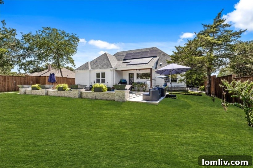 Exterior of a Dallas home with lush landscaping