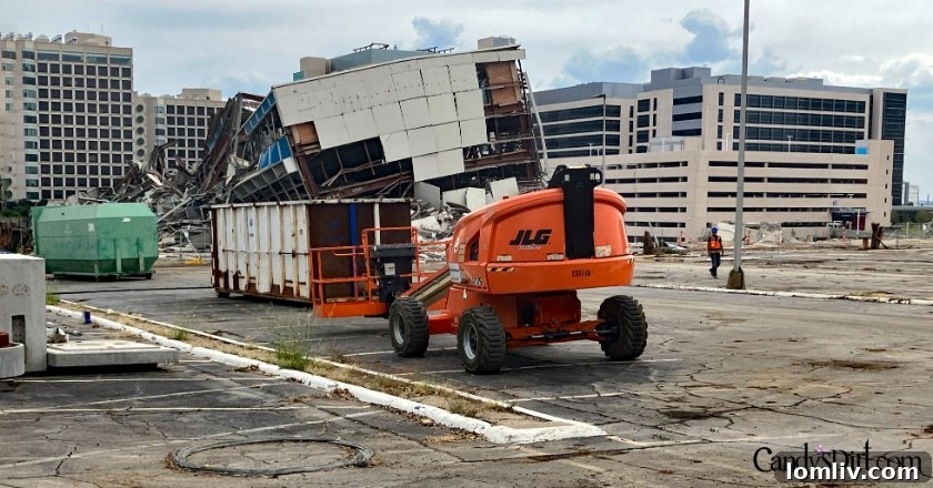 Demolition debris from Exchange Park, raising environmental concerns.
