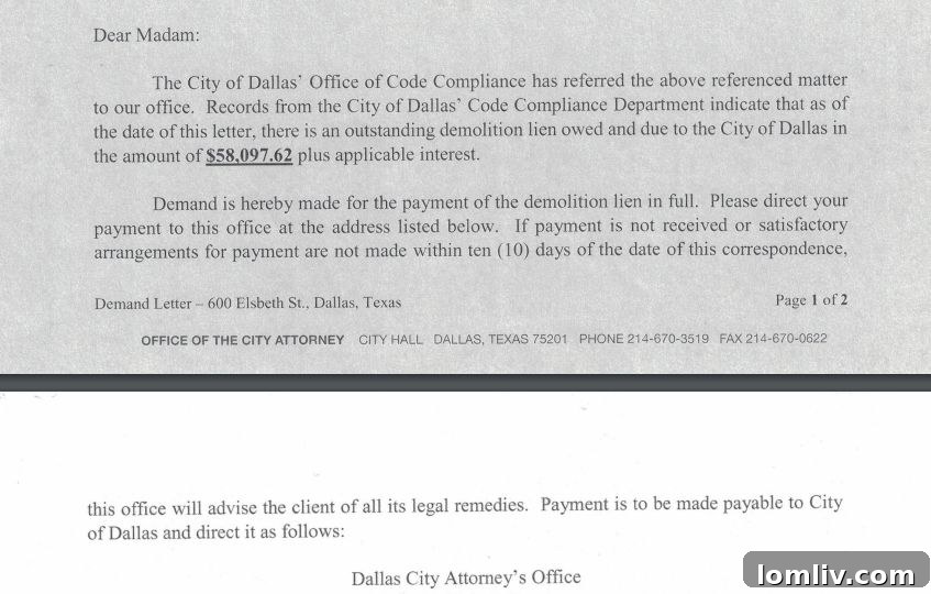 Letter from Dallas City Attorney's Office to Jane Bryant