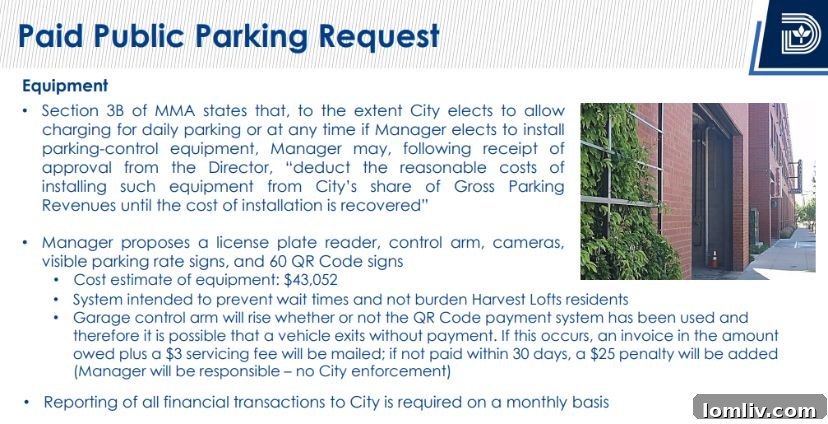 A modern parking garage entrance with automated systems and signage for payment.