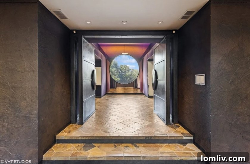 Striking architectural detail with geometric shapes, adding an intriguing element