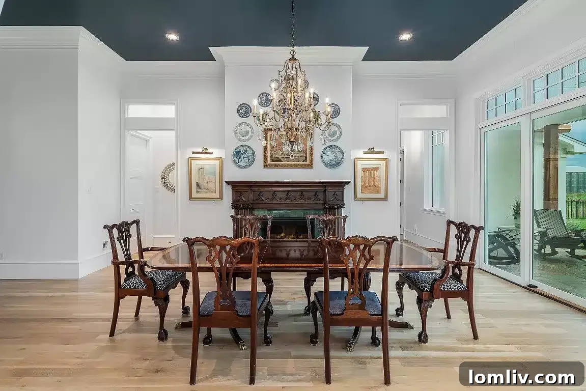 An elegant dining room, perfect for enjoying meals after ensuring impeccably clean hands.