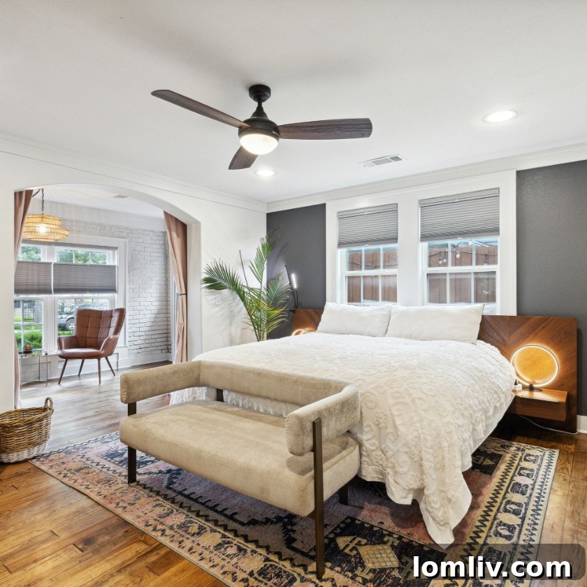 An interior view of the Montreal Avenue home, highlighting the seamless integration of historic architectural features with modern design elements.