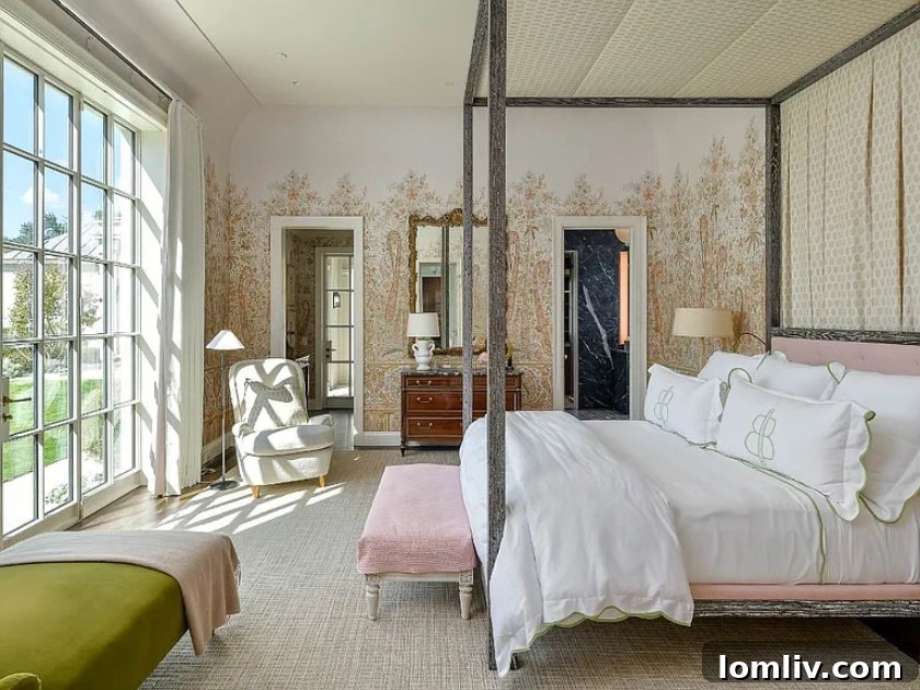 A detailed shot of the exterior architecture, emphasizing the fine craftsmanship and material choices.