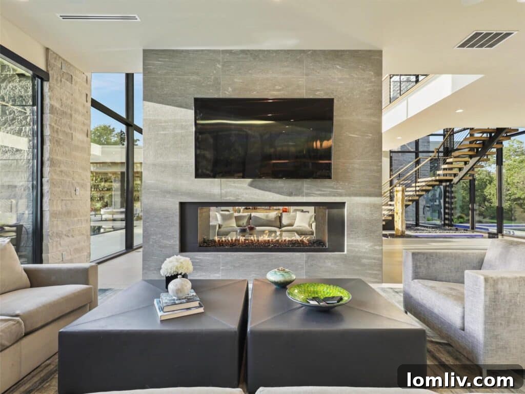 Temperature-Controlled Glass Wine Cellar in Luxury Estate