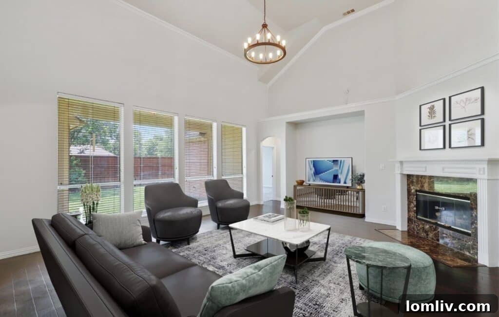 Comfortable living area, converted for multi-person occupancy, at 3820 Clearwater Court.