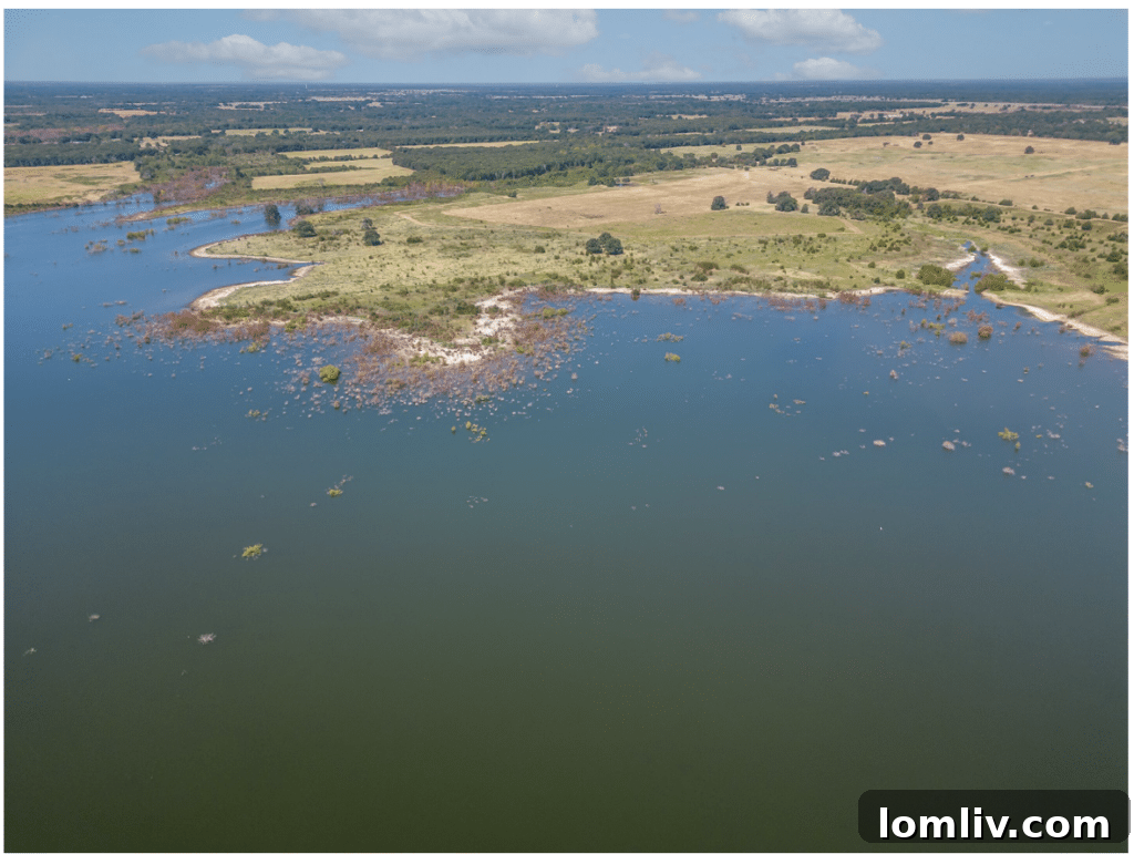 Bois D'Arc Lake's pristine waters and newly developed shoreline.