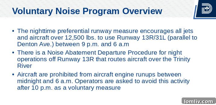 A collection of aerial maps showing different flight paths and noise contour lines around Dallas Love Field.