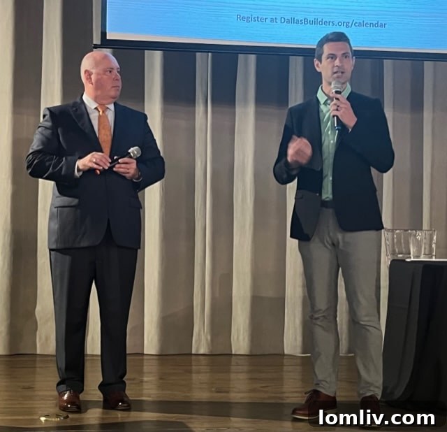 James Tobin and Phil Crone discussing national housing policy at an industry event.