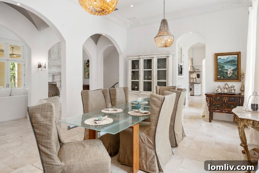 Spacious Formal Dining Room with High Ceilings and Modern Decor