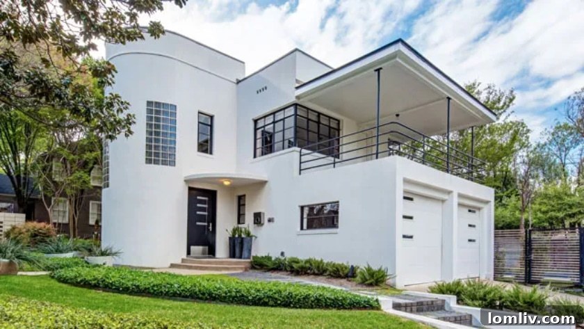 A beautifully preserved 1936 Streamline Moderne home at 6843 Lorna Ln.