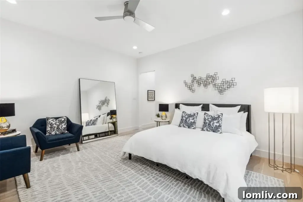 A spacious and bright upstairs living area, offering flexibility for various uses.