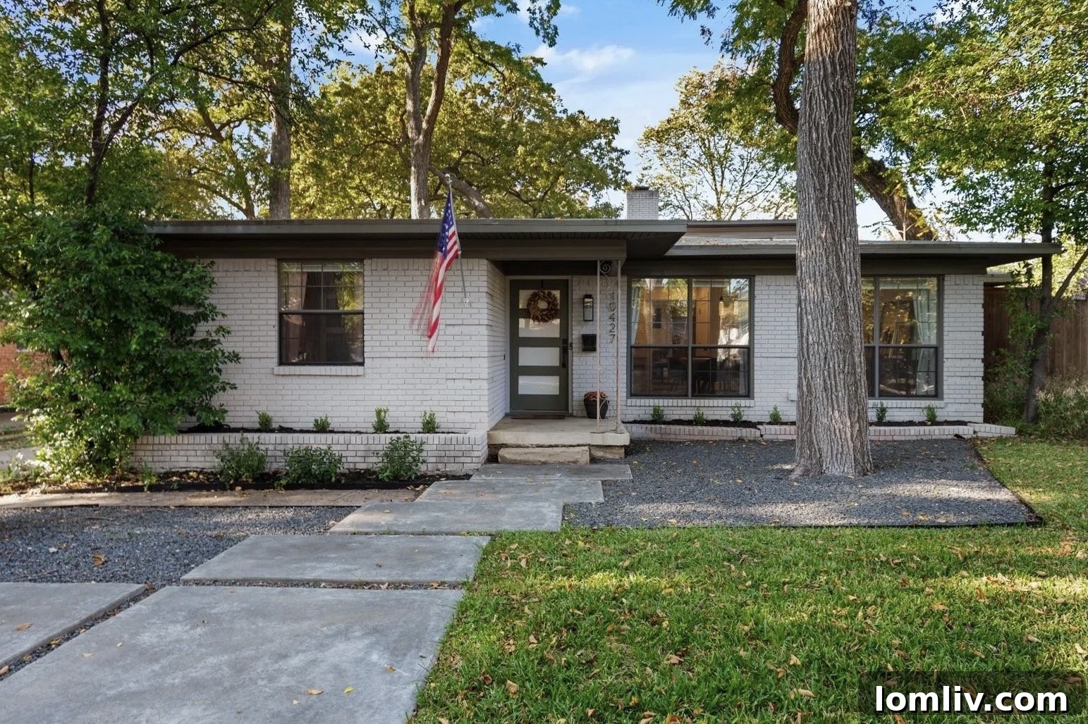 Front exterior of a stylish East Dallas home