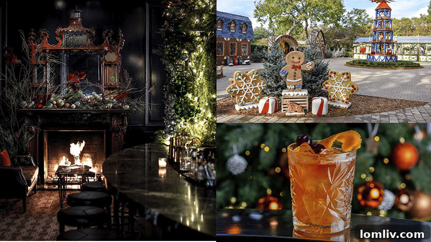 Festive lights illuminating a charming Dallas street, hinting at the holiday cheer to come.