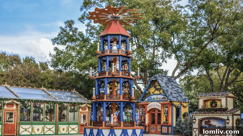 A magical view of the Dallas Arboretum's holiday lights and displays.