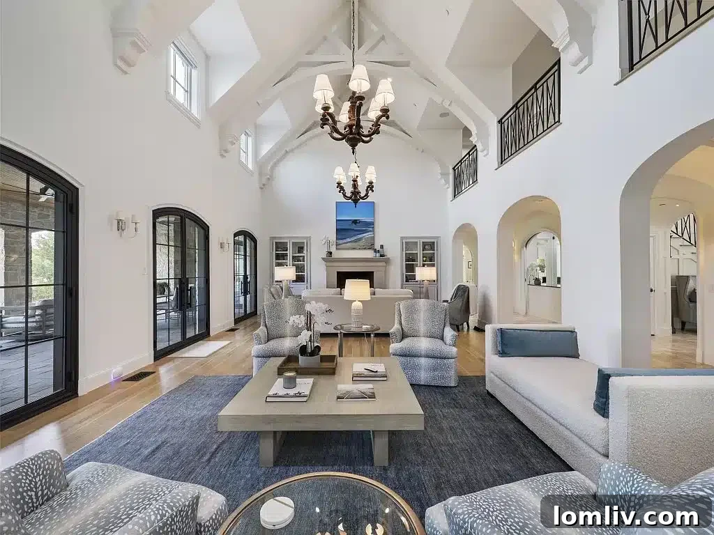 Cathedral Ceiling in Living Room for Tall Christmas Tree