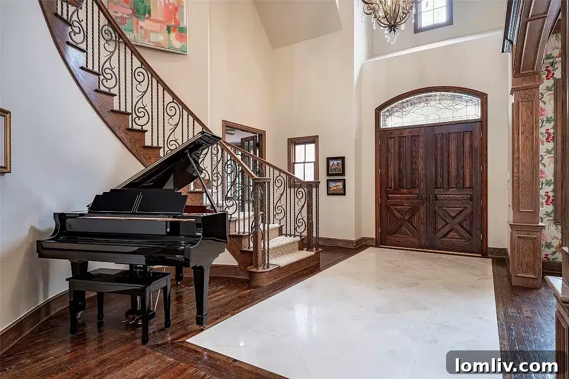 Elegant Foyer with Potential for Christmas Tree and Garland