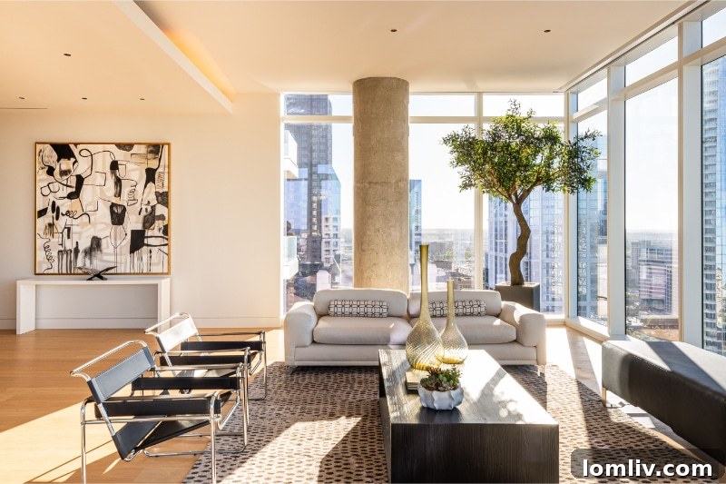 Residence 2201 interior with modern furnishings and art.