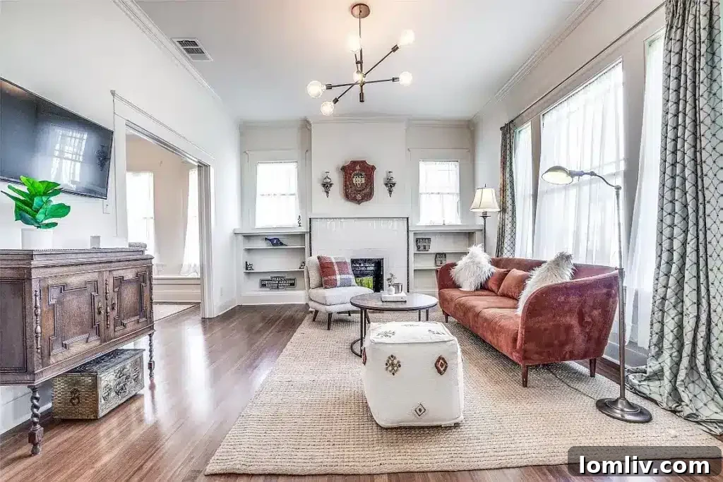 Bright living room with ample windows and natural light