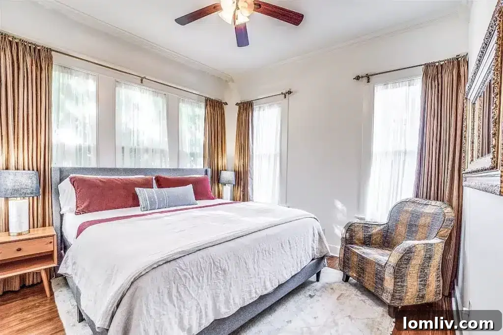 Spacious bedroom with ample natural light