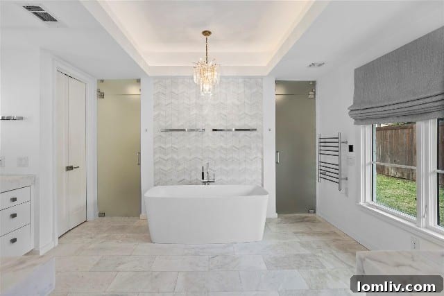 Luxurious spa-like bathroom with oversized tub.