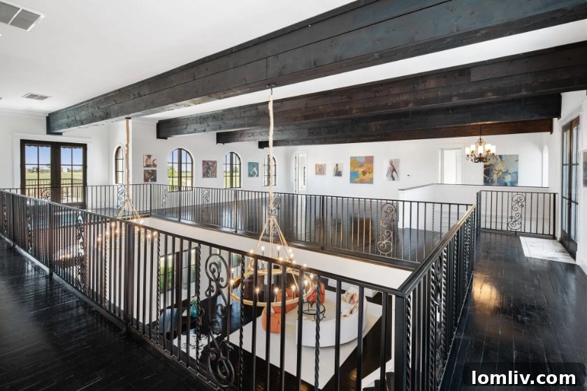 Upper level landing with artistic touches