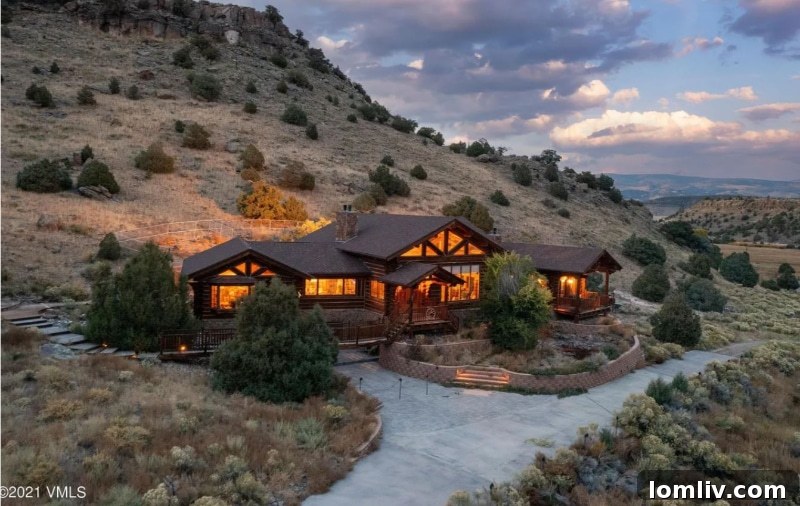 Grand exterior of a Ponderosa-style log lodge in a natural setting