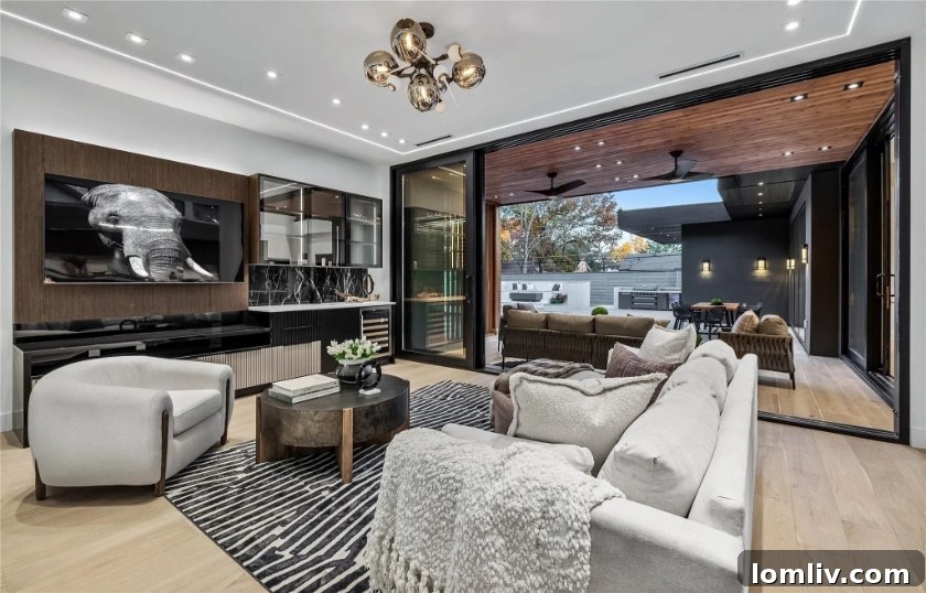 Modern home office with designer lighting