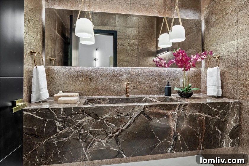 Luxurious walk-in shower with modern tiling