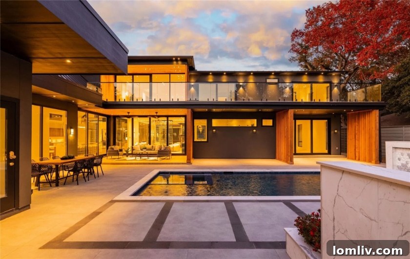 Forestcrest contemporary backyard with pool and outdoor lounge area