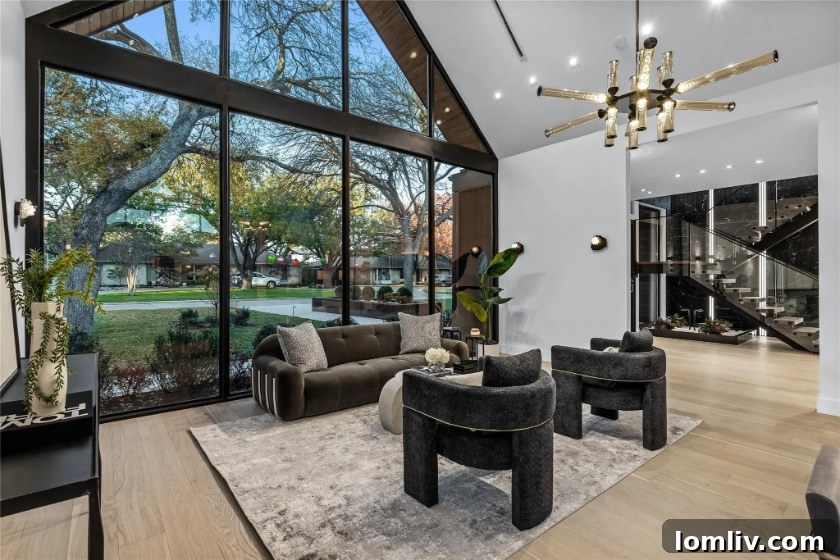 Grand staircase with Nero Marquina marble in Forestcrest contemporary