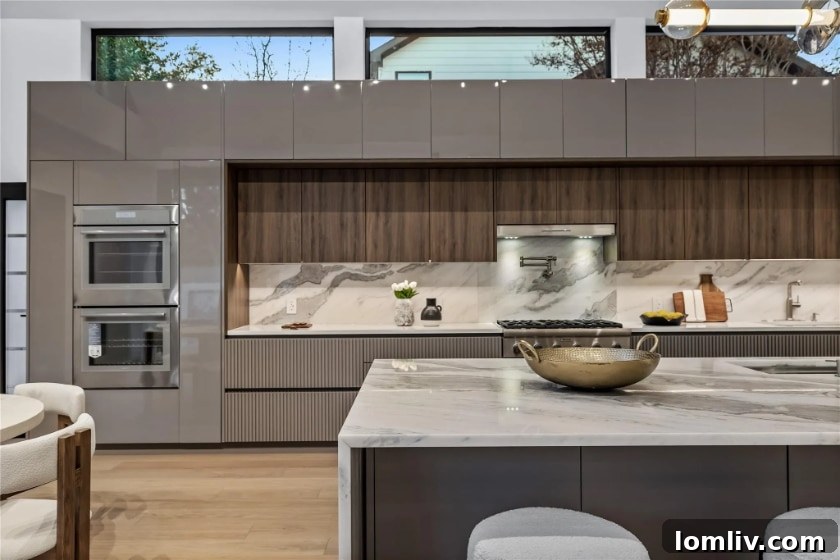 Gourmet kitchen with Brazilian Florense cabinets and Namib Fantasy stone