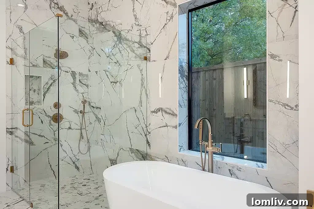 Chic Modern Bathroom with Dual Vanities and Designer Finishes