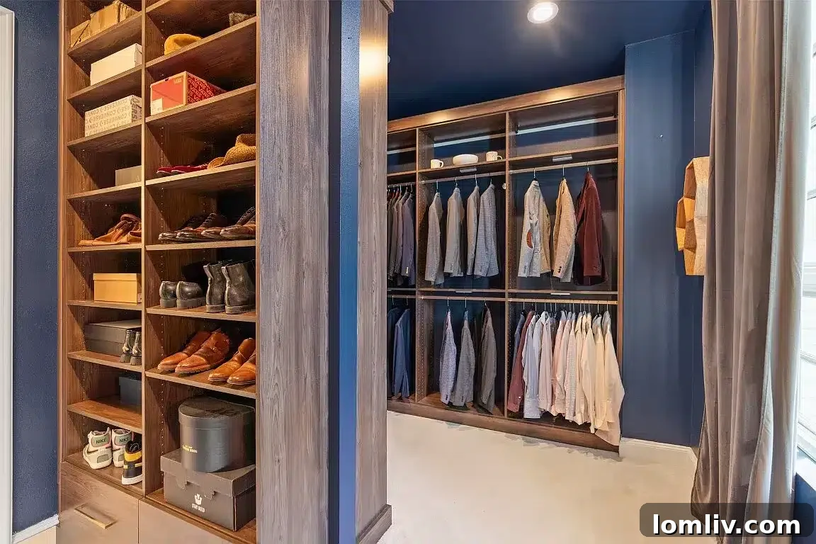 His closet, practical and stylish, luxury Fort Worth real estate