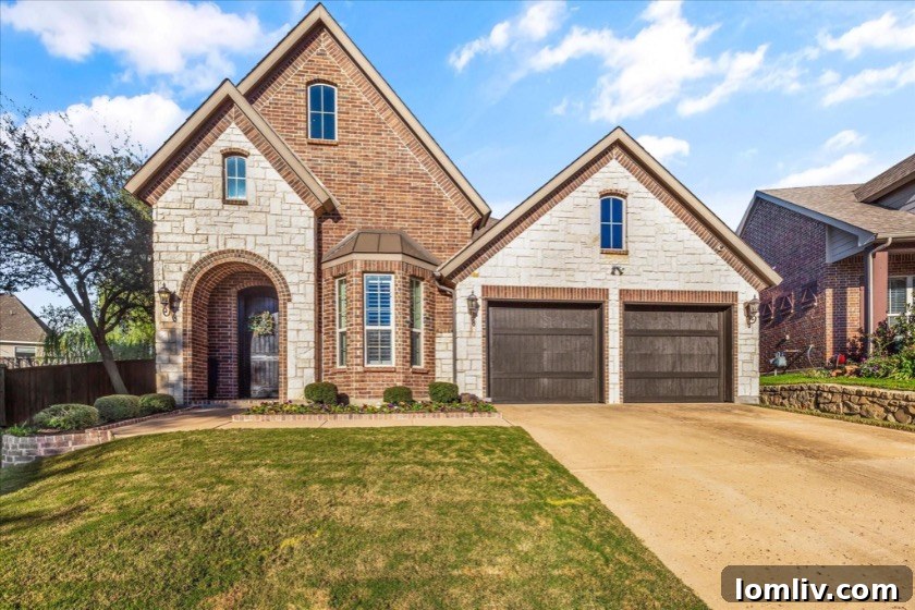 Serene exterior of a modern single-level home, perfectly situated in the prestigious Riverhills development