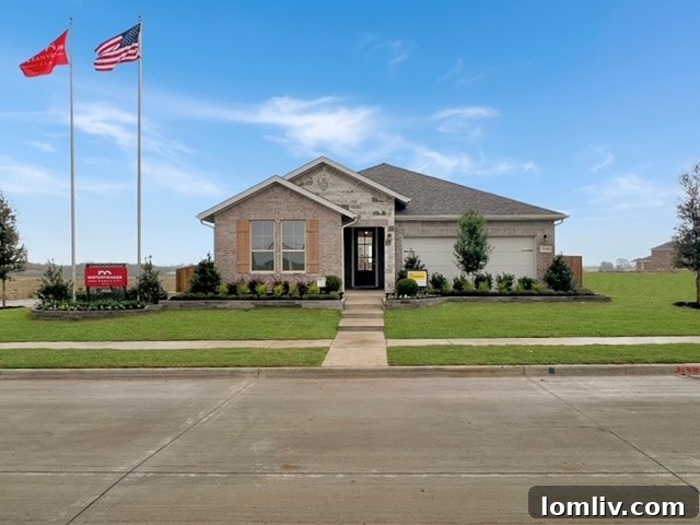 A beautifully decorated model home living room in Burgess Meadows, Cleburne, showcasing modern interior design and spacious living areas.