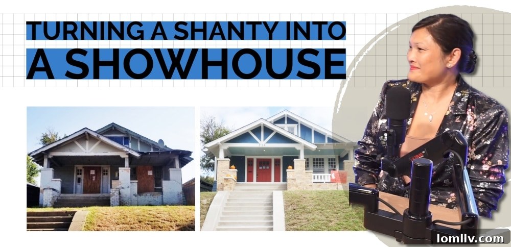 Interior view of the house before renovation, showing significant damage.