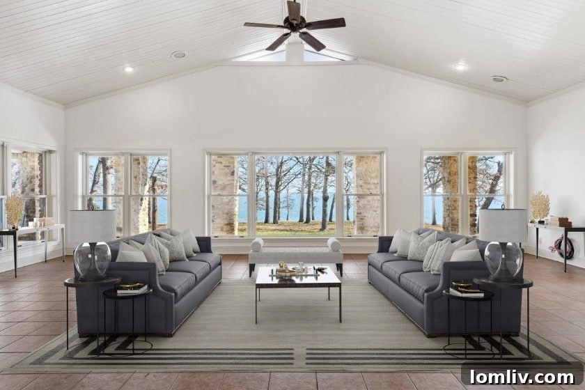 Close-up of a custom-built home on Lake Texoma, highlighting its unique architectural details and durable construction.