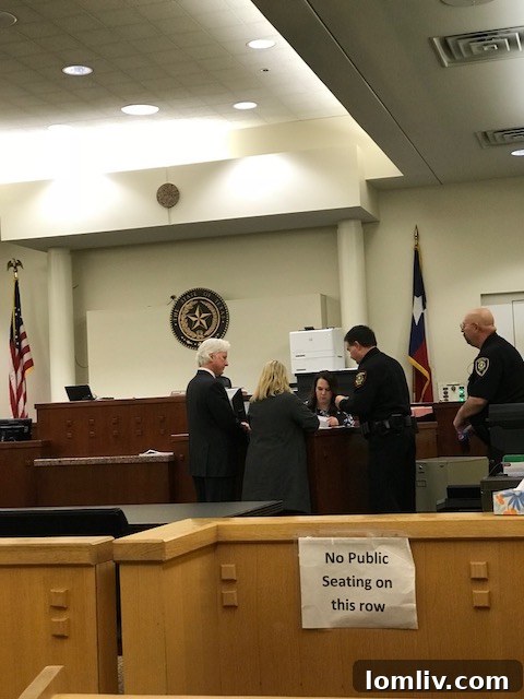 Nancy Carroll and attorney Lance Evans in Tarrant County courtroom