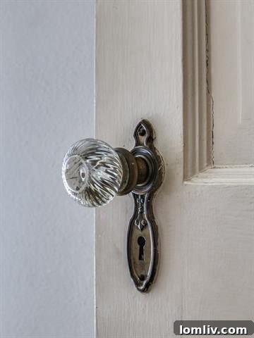 Hollywood Heights: Where Colonial Grandeur Meets Drunk Brick Whimsy 17 Close-up of original glass doorknob, showcasing period details