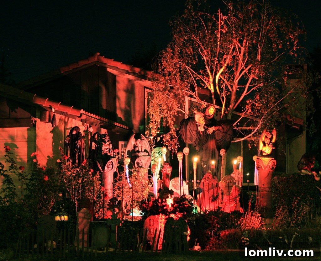 Spooky Season's Spectral Debts 2 A house silhouette with a spooky, ethereal glow, representing the mystery of property inheritance after death.