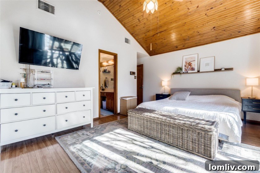 Upstairs loft area with a built-in bookcase, suitable for a home office