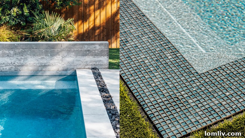 Close-up shot of unique, high-quality pool tiles showcasing intricate patterns and textures, demonstrating Pools by Design's commitment to custom material selection.