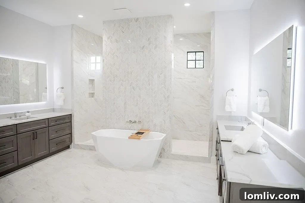Luxurious primary bedroom with floor-to-ceiling windows, a tray ceiling, and an elegant Arteriors chandelier overlooking the golf course