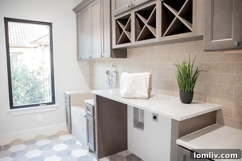 Luxurious primary bathroom with an immense wet room, designer soaking tub, dual vanities, and elegant tilework