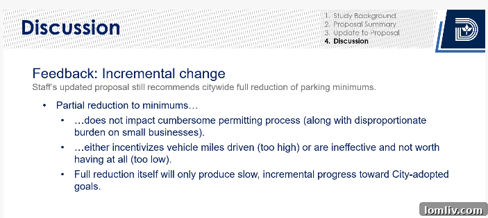 ZOAC staff presentation illustrating the urban planning implications of parking reform