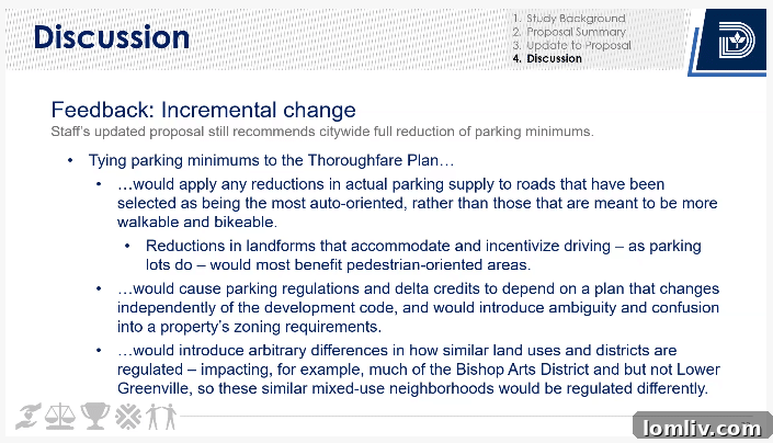 ZOAC staff presentation summarizing key considerations for parking reform